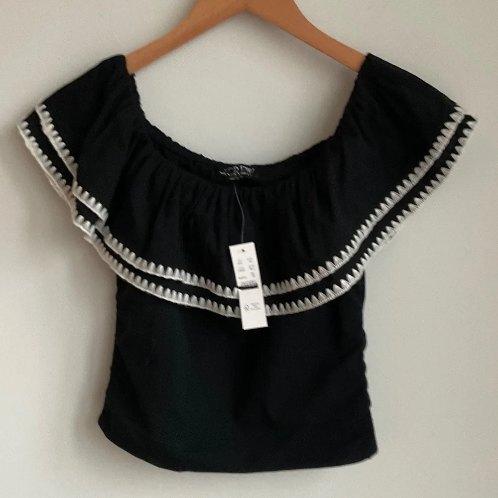 J. Crew Black Off The Shoulder Ruffle Top - Various Size